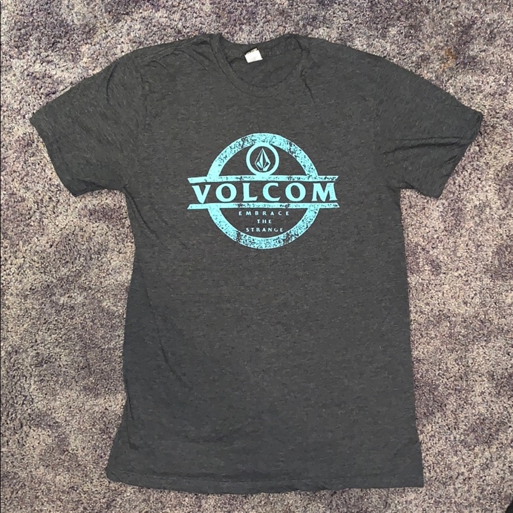 Volcom Gray Heather and Blue Tee